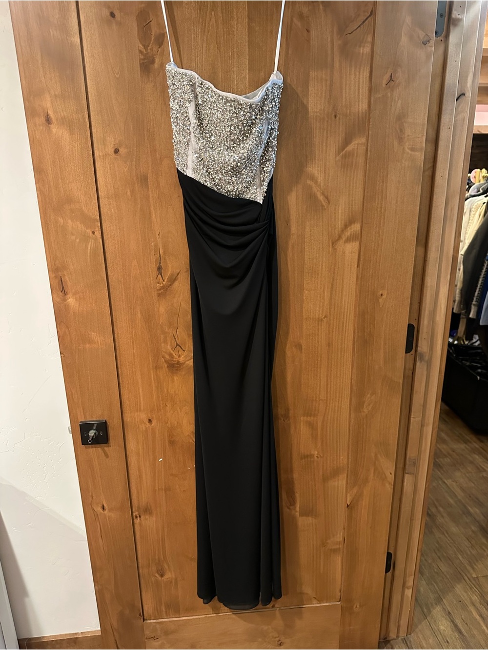 Halston Heritage Black & Silver Sequin Maxi Dress